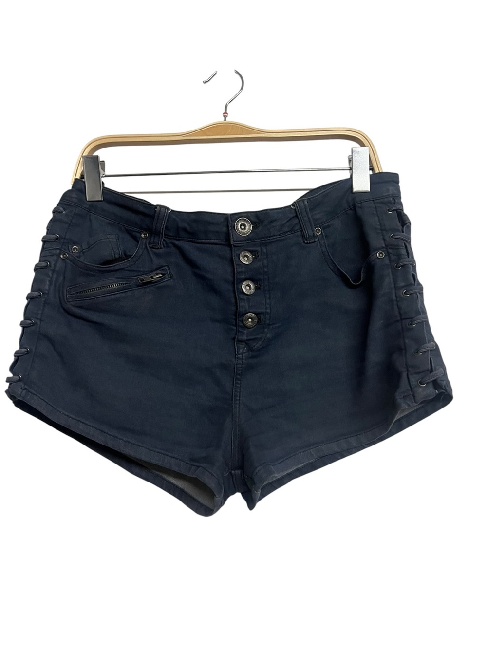 Free People High-Waist Navy Lace-Up Women’s Shorts Military Steampunk Victorian